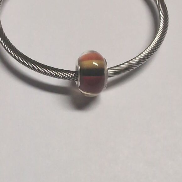 Red Black Yellow Orange Striped‎ Charm for Pandora Style Bracelet - Picture 2 of 5